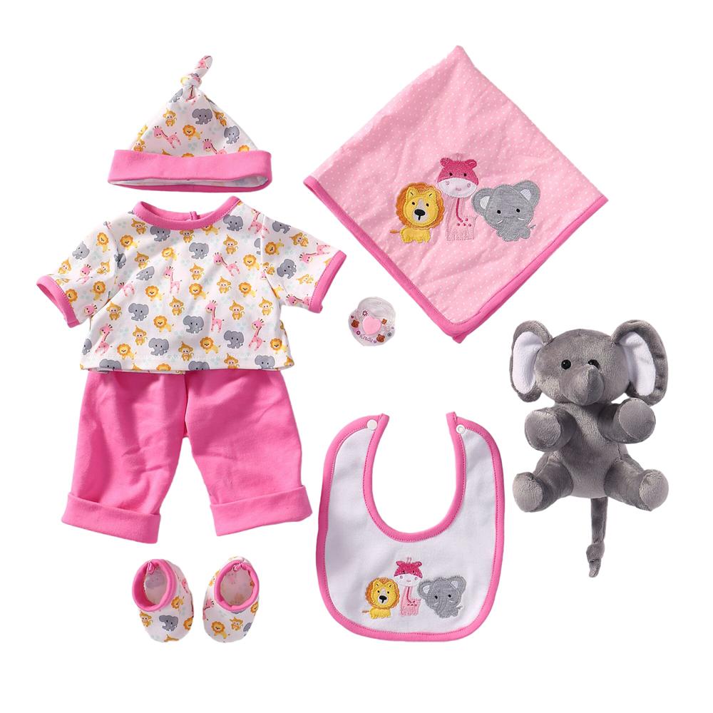 Reborn Baby Doll Outfits Girl Accessories for 20 - 22  with Toy Elephante - Yesteria