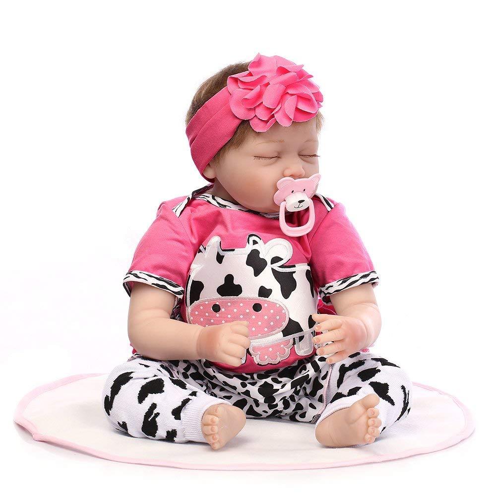 Reborn Baby Doll Outfits Girl Accessories for 20 - 22  Rose Red and Cow Pattern - Yesteria
